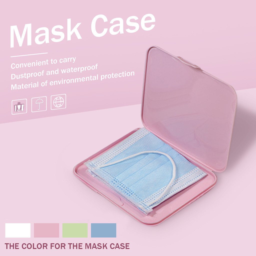 Face Mask Storage Box - Pink Mask Cover Green Box Masks