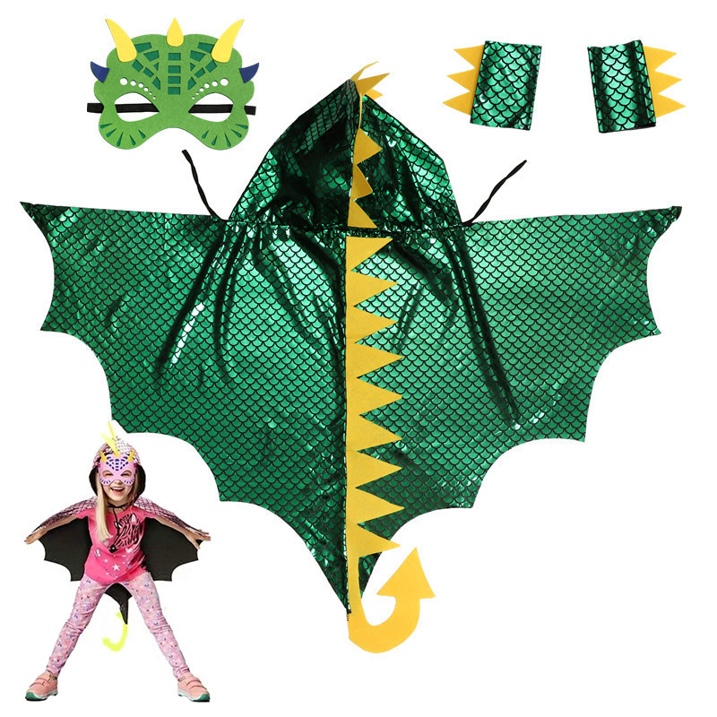 Child Green Dinosaur Cloak wit - Kids Face Mask incelemesi ve fiyatı