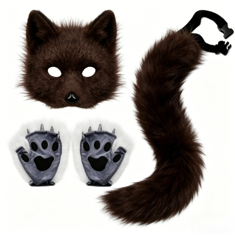 Furry Cat Ears Mask Tail & Paw - Black Face Mask Pack incelemesi ve fiyatı