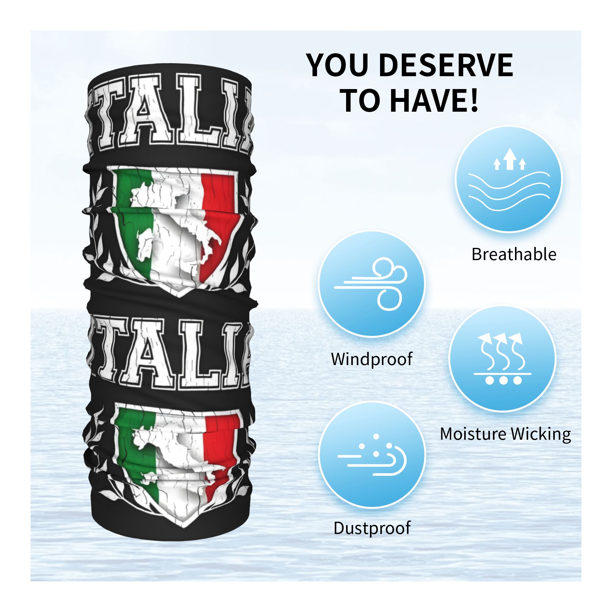 Custom Italy Flag Bandana Neck - Neck Gaiter Face Cover incelemesi ve fiyatı