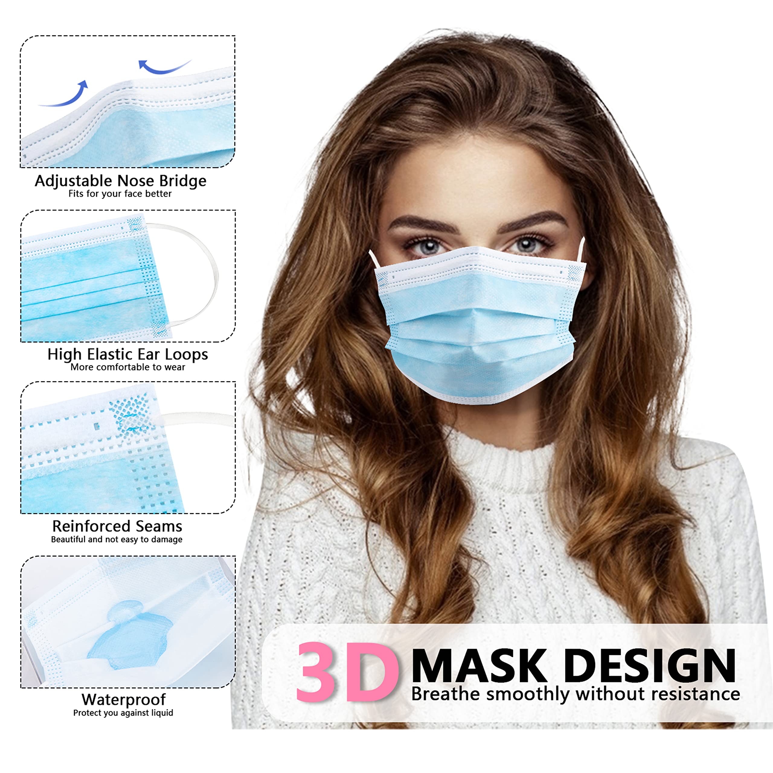 50/100 PCS Box Blue Face Masks - Disposable Mask Blue incelemesi ve fiyatı