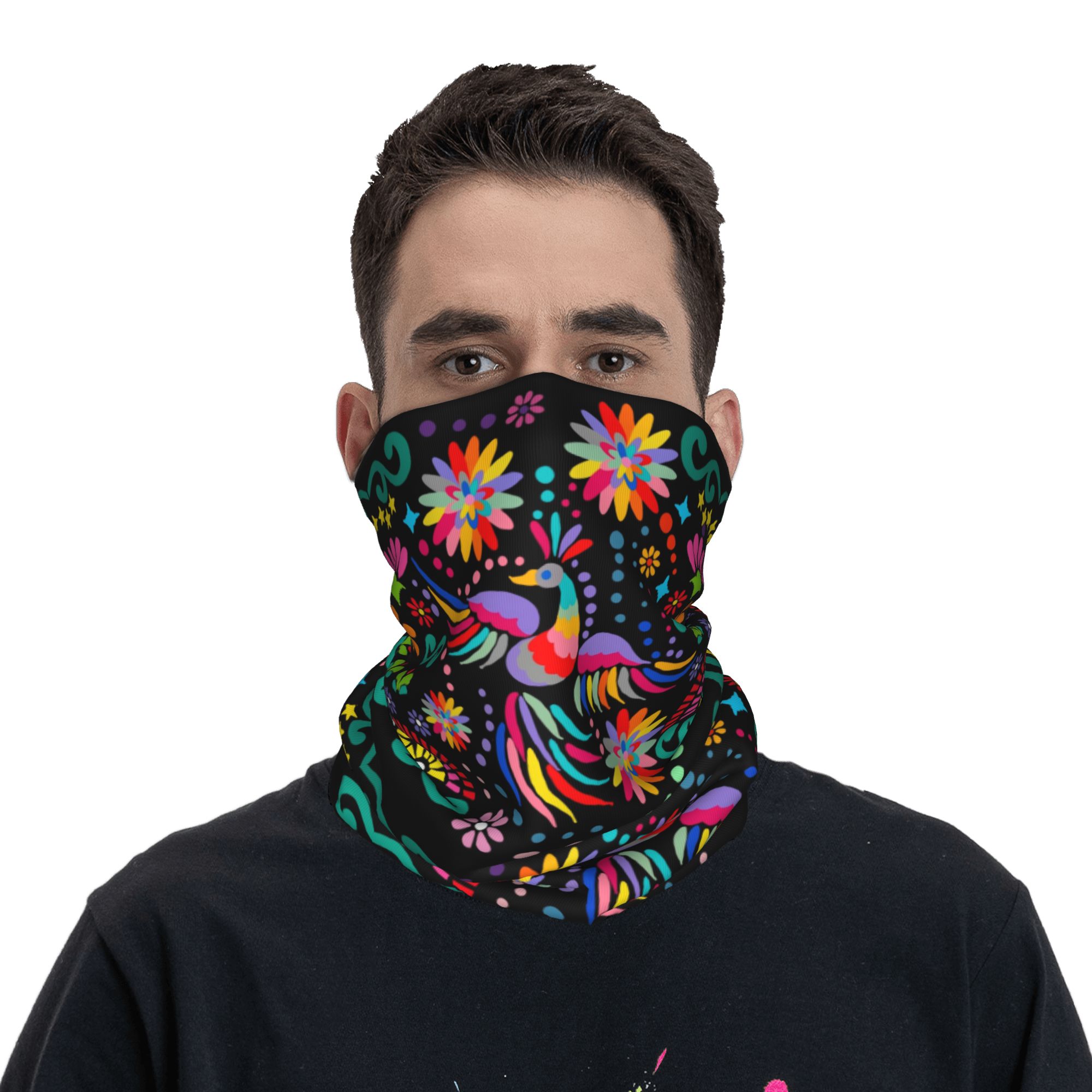 Custom Mexican Floral Flower T - Neck Gaiter Face Cover incelemesi ve fiyatı