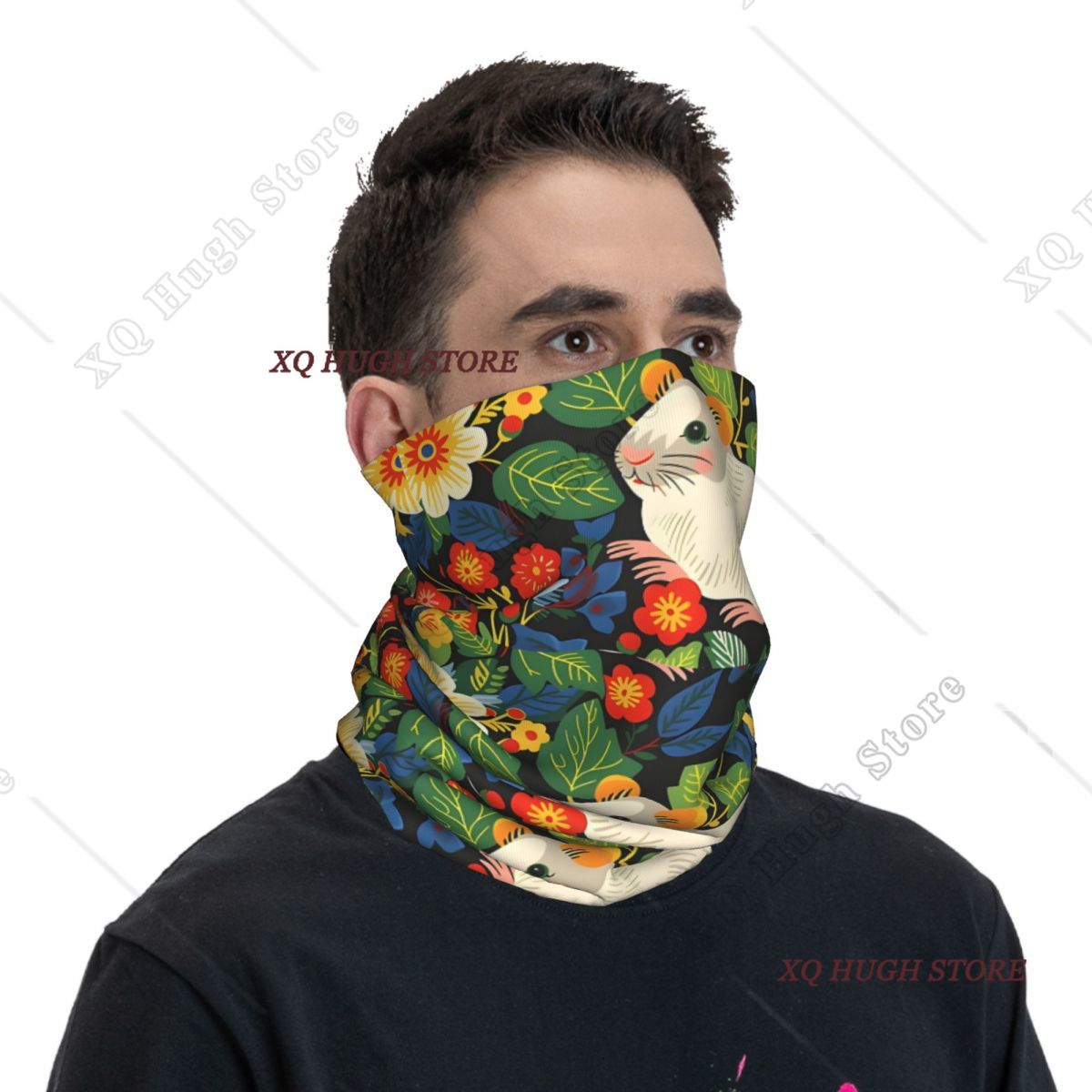 Cute Hamsters And Colourful Fl - Neck Gaiter Face Cover incelemesi ve fiyatı